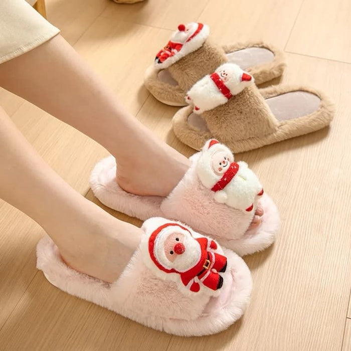 Winter Santa Claus Themed Fuzzy Slippers