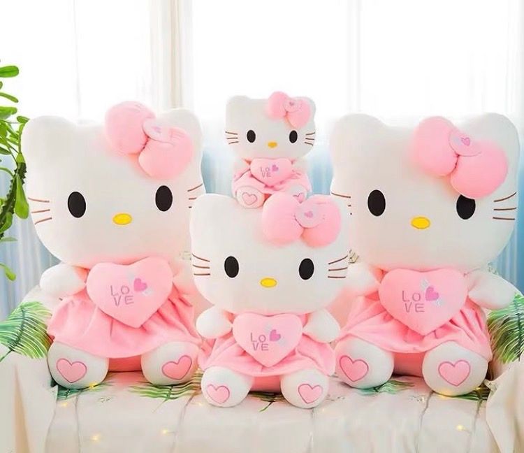 White Character Pastel Pink Dress and Bow With Heart Feet Plush Toy