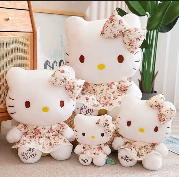 White Character With Pearl Necklace, Floral Bow and Dress Plush Toys