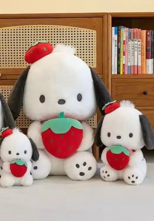 White Character Holding Strawberry Plush Toy
