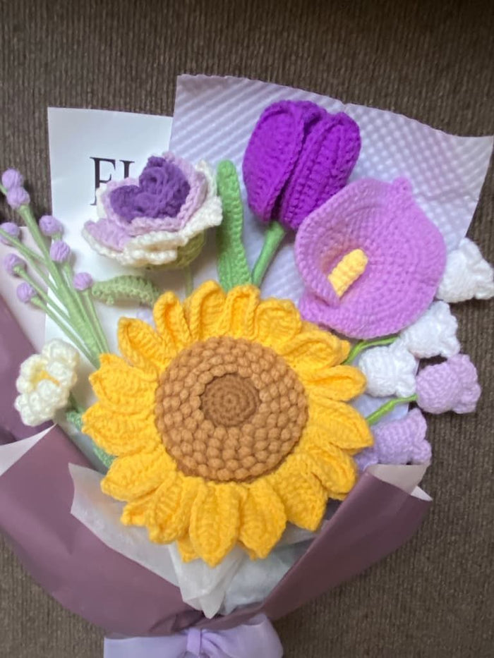 Purple Crochet Flower Bouquet