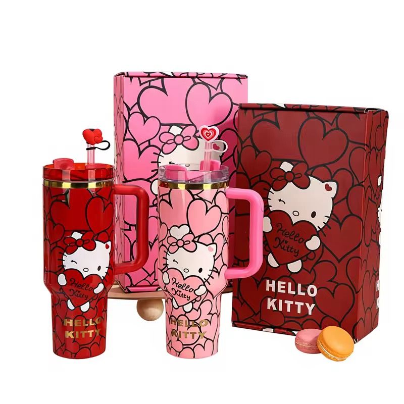 Red & Pink Hearted Stainless Steel Cup