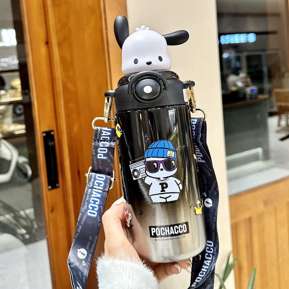 Stainless Steel Head Figure Water Bottle With Strap