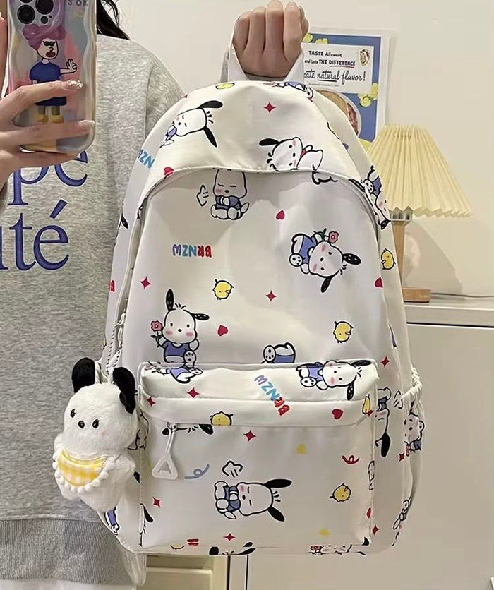 Character Pattern White Backpack